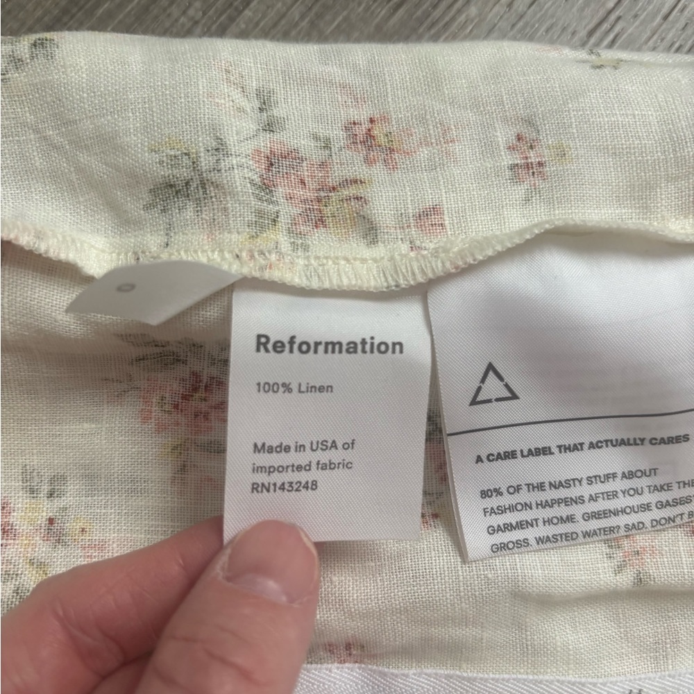 Reformation Cream Floral linen Dress size 0 - Picture 5 of 8